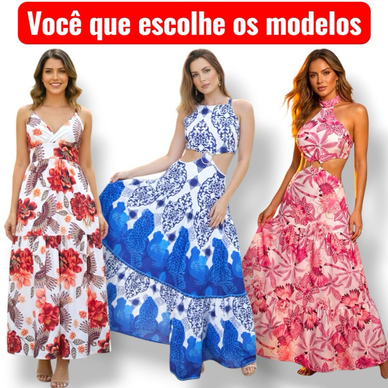 kits de Vestido Longo Com FORO e BOJO Feminino Com Variados ATACADO super confortáveis e leves qualidade e durabilidade