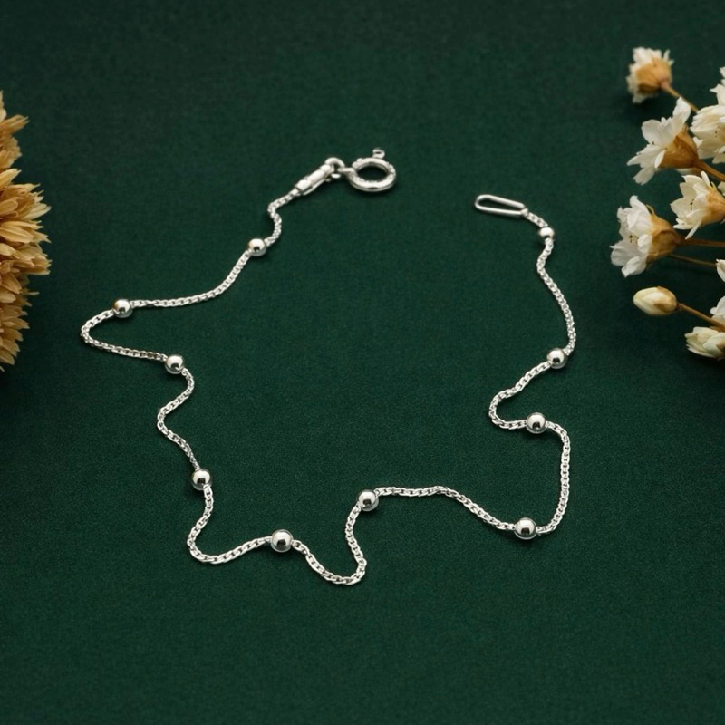 Pulseira Veneziana com Bolinhas em Prata 925