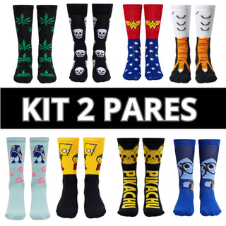 Kit 2 Pares de Meias Divertidas Adulto – Personagens | Unissex
