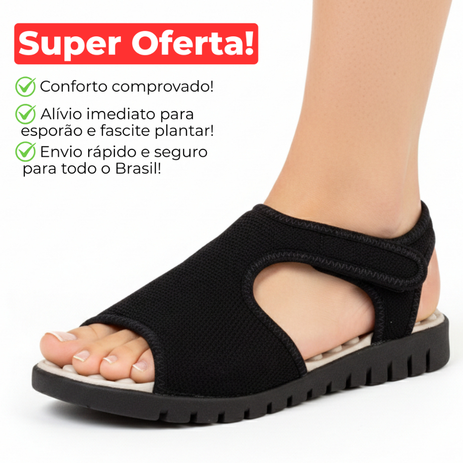 Sandália Ortopédica Feminina Para Esporão Confortável Massageadora Anatômica Leve Macia
