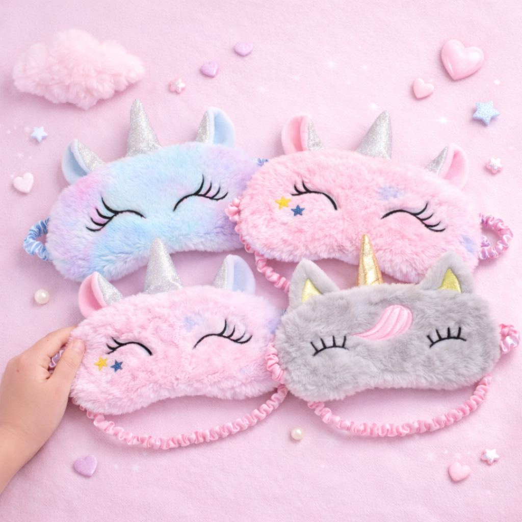 Unicornio Máscara De Dormir Pelucia Tapa Olhos Mascara De Descanso Olhos Fofinho