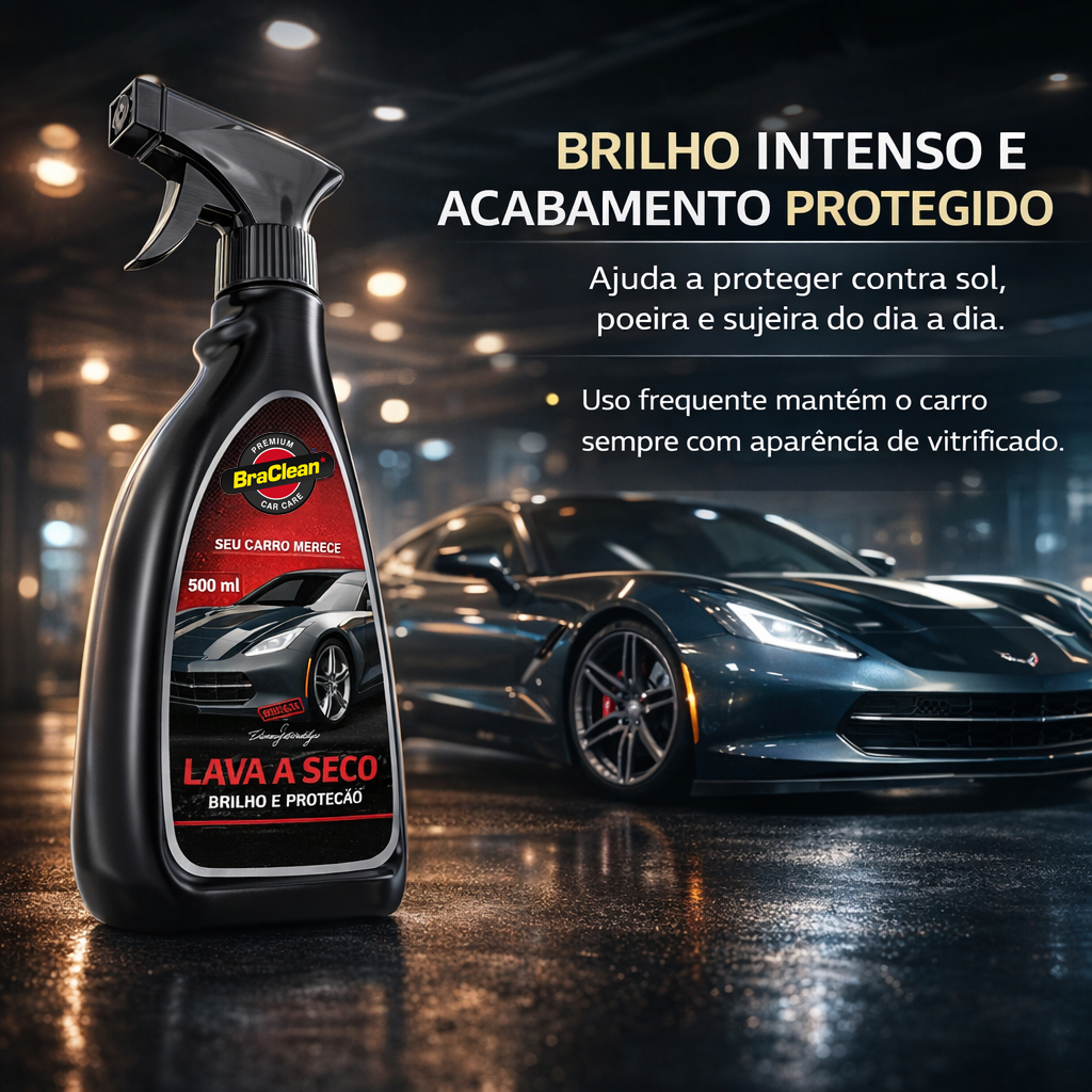 Melhor Lava a Seco 500ml detalhamento automotivo limpeza rapida pintura e vidros BraClean