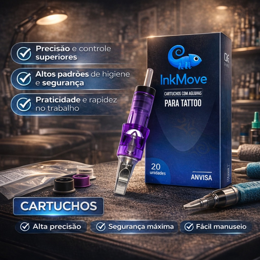 Cartucho Ink Move 5 10 20 Unidades Agulhas Profissional Anvisa Tatuagem micro pigmentação RL RS RM