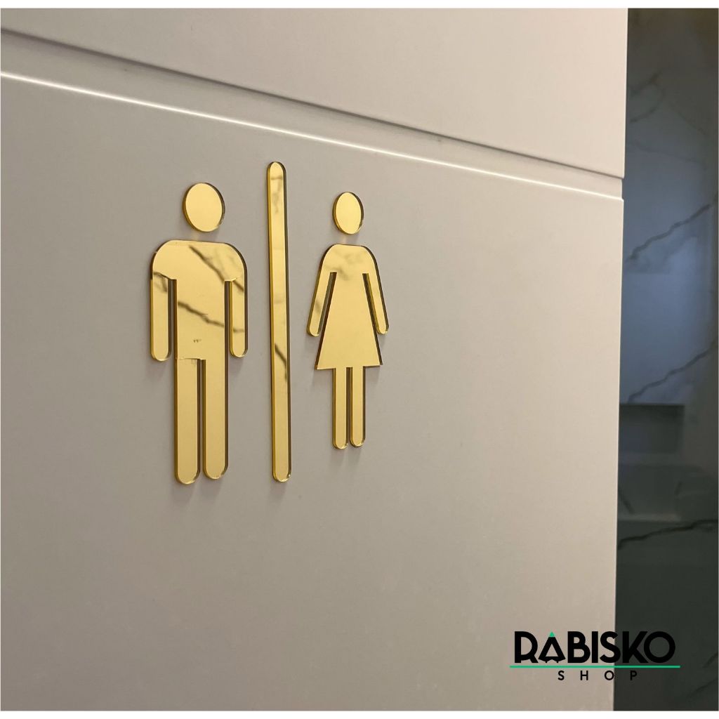 Placa de Sinalização Banheiro Acrílico Espelhado em Oferta na Shopee