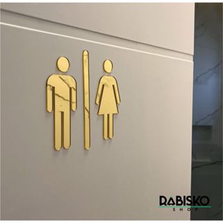 Placa de Sinalização Banheiro Acrílico Espelhado em Oferta na Shopee