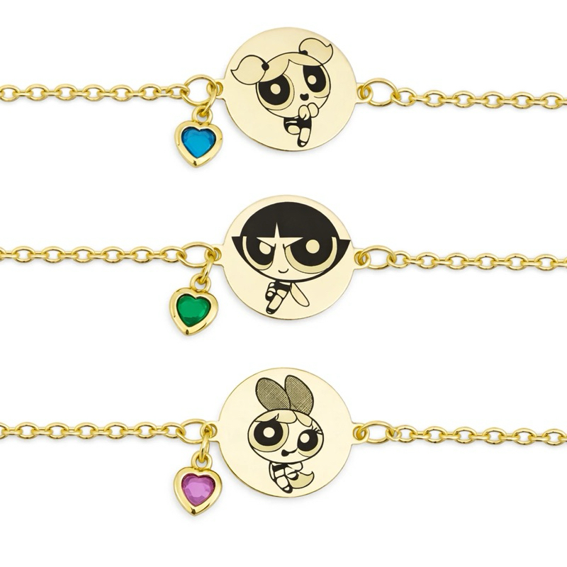Kit 3 pulseiras Meninas Super Poderosas - Amizade Banhada á Ouro 18k