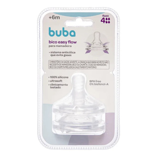 Kit 2 Bico Para Mamadeira Easy Flow Buba Fluxo Rápido Nº4 6m+ Anticólica Evitando Gases em Oferta na Shopee