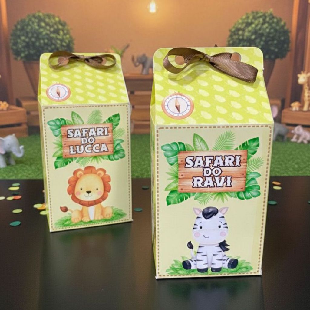Caixa Milk Safari  Personalizada | Lembrancinha | Aniversário | caixinha