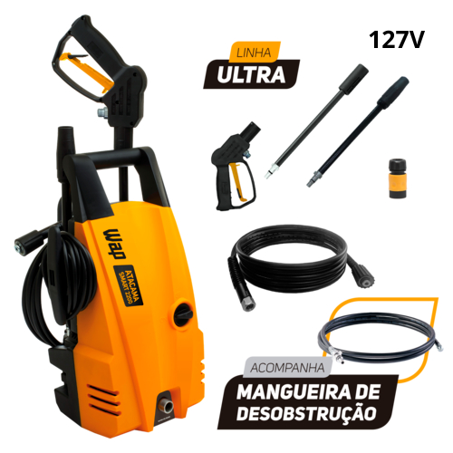 Lavadora e Desobstruidora de Alta Pressão WAP 1400W Mangueira Desentupidora Atacama Smart Ultra 2200 127V em Oferta na Shopee