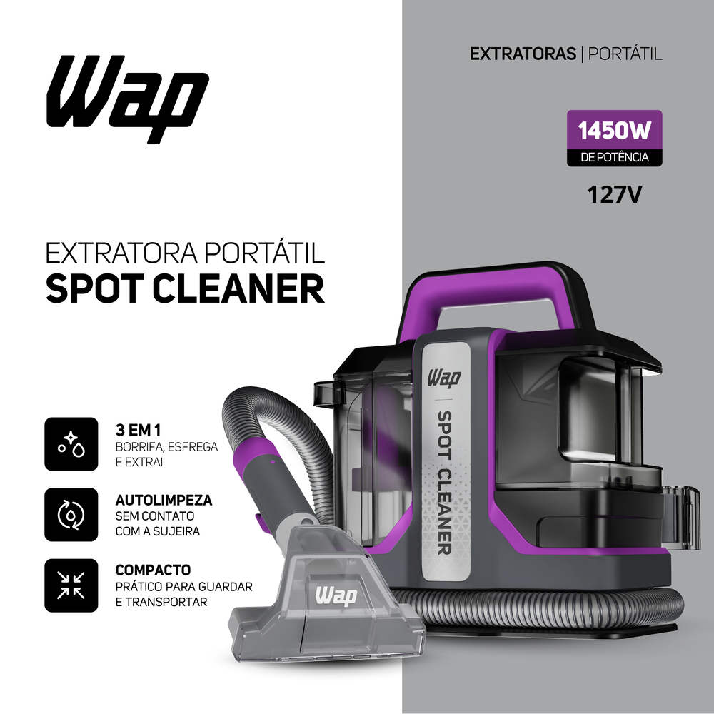 Extratora Portátil Spot Cleaner W3 3 em 1 com Sistema de Autolimpeza 1450W 127V em Oferta na Shopee