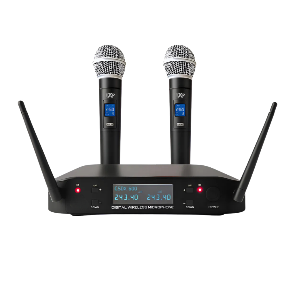 Microfone transmissor Sem Fio Duplo Wireless Profissional Karaoke Musical UHF em Oferta na Shopee