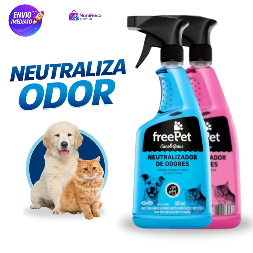 Neutralizador de Odor 500ml FreePet Elimina Cheiro de Urina de Cães Gatos