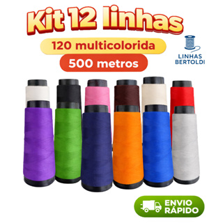 Kit 12 Linha De Costura Reta 120, Cone 500 metros, Colorido -Linhas Bertoldi - Overloque, Cobertura. em Oferta na Shopee