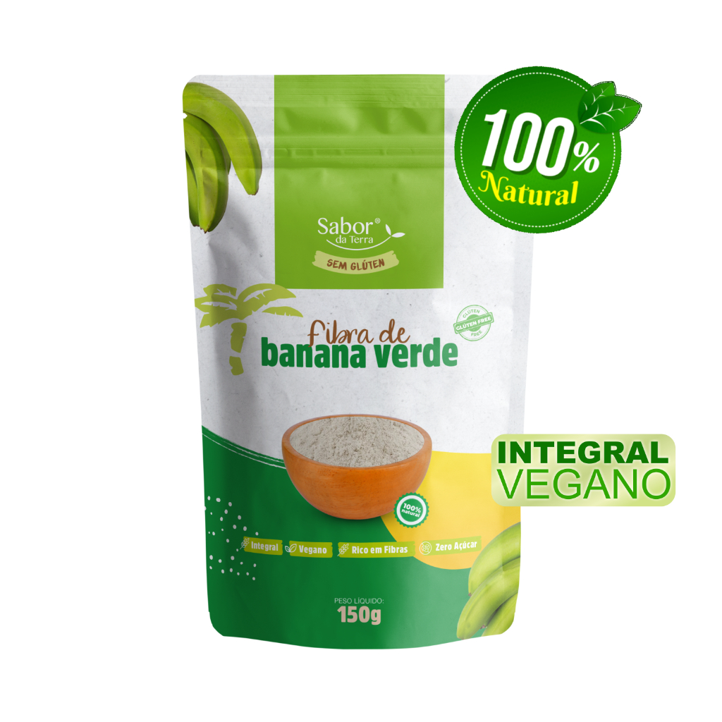 Fibra de Banana Verde 150g Sabor da Terra Natural Rica em Fibras Prebiótica Low Carb Fitness em Oferta na Shopee