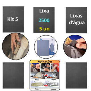 Lixa 2500 d'água Kit 5 7 ou 10 Folha Grão Lixamento Polimento Acabamento Final Farol Plástico Metal em Oferta na Shopee