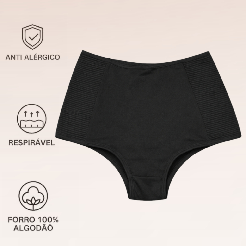 Cinta Alta Compressão lateral Microfibra Reduz Medidas Pós Parto Cirurgica Plus Size Reduz Culote — imagem 2 de 2