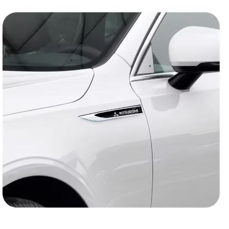 Par Emblema de Metal Mitsubishi Lateral Asa Fender Lancer Pajero ASX Outlander L200 - Adesivo 3D Premium