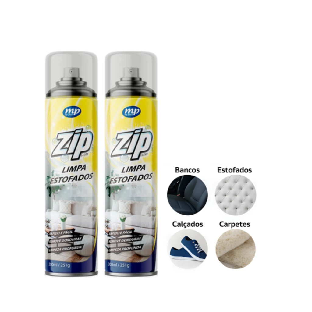 Kit 2 Limpa Estofados Higienizador a Seco Zip – Remove Sujeiras Sem Esforço
