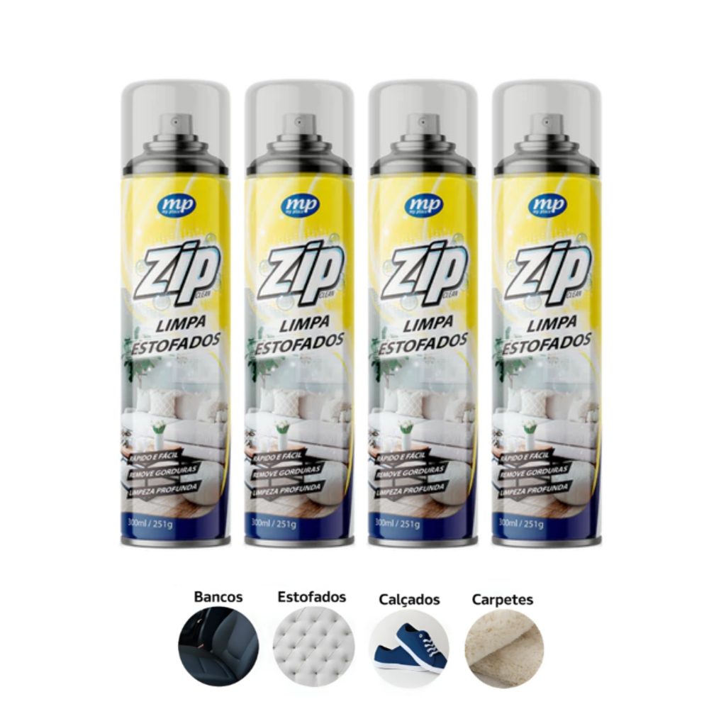 Kit 4 Limpa Estofados Higienizador a Seco Zip – Remove Sujeiras Sem Esforço