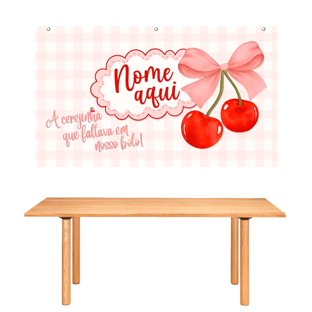 Painel A Cerejinha que faltava em nosso bolo PERSONALIZADO Em Lona com ilhós festa aniversário 110x65cm em Oferta na Shopee