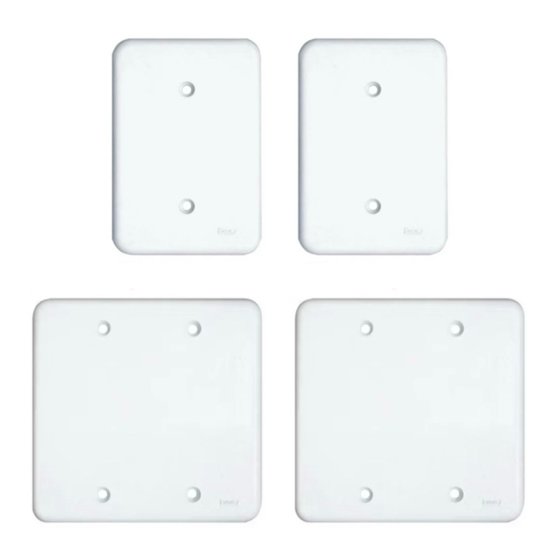 Kit 2 Espelho Placa Cega 4x2 ou 4x4 Interruptor Tampa Branca Quadrada para Fechar Tomada sem furo Elétrico Radial Pollar