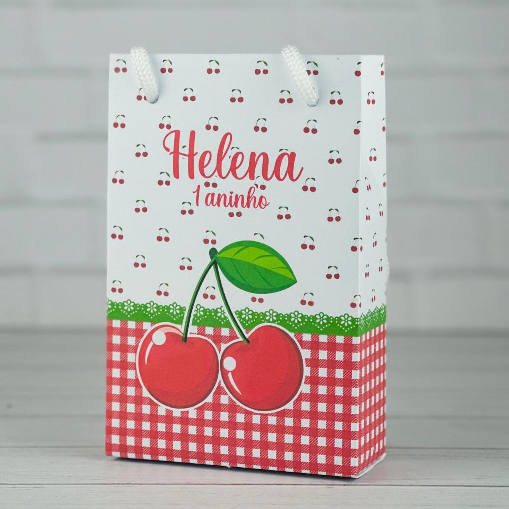 Sacolinha Personalizados Cereja Cerejinha (PEGUE E MONTE) / Lembrancinha Mimos Festa Aniversário Infantil
