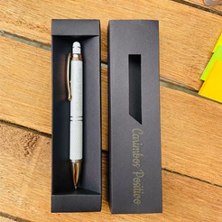 Caneta Personalizada com Gravação a Laser Premium Metal Touch com nome e logomarca com caixa