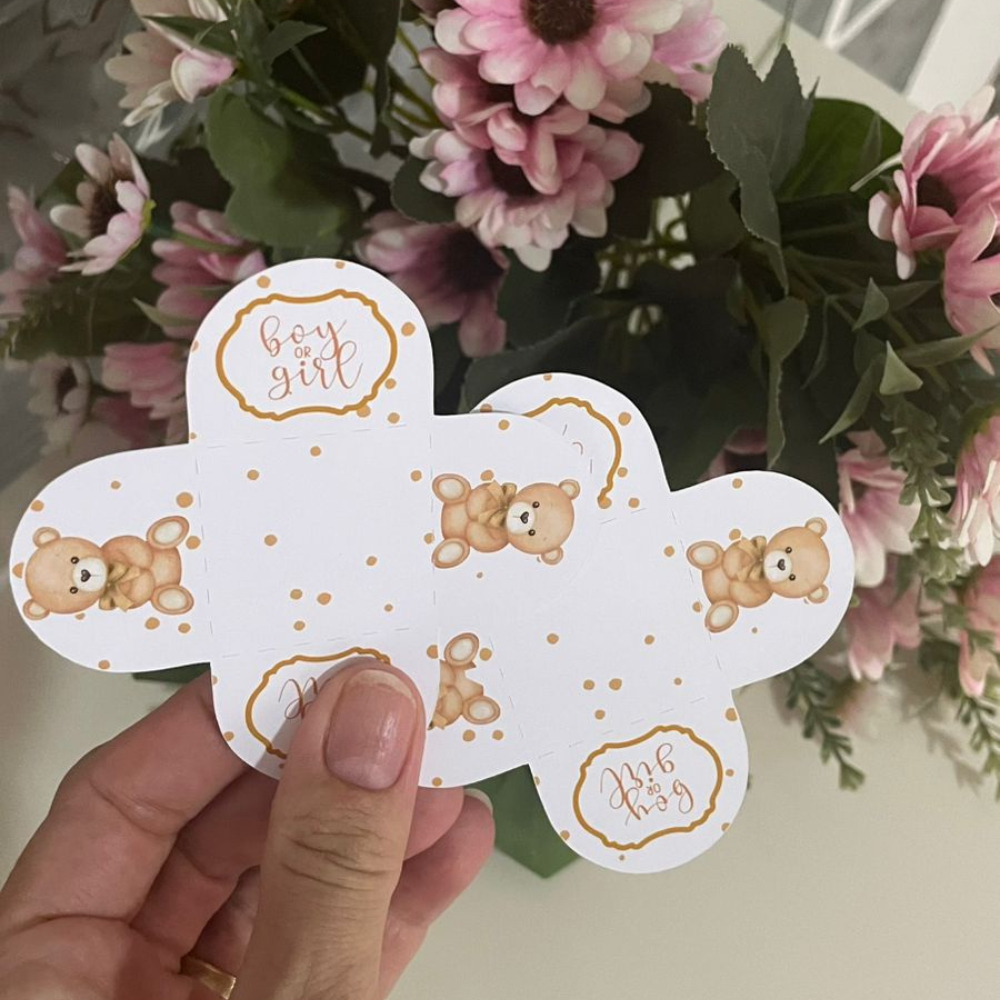 Forminha Personalizada  Ursinho Chá Revelação Forminha docinho Forminha chá revelação