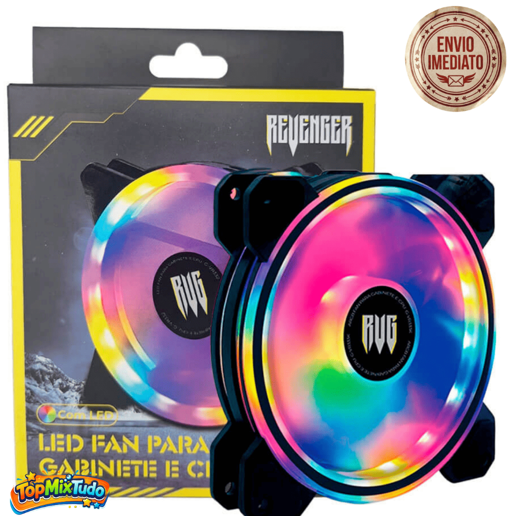 Cooler Fan 120mm RGB LED Para Gabinete PC Gamer Silencioso 1500RPM (Com Nota Fiscal)
