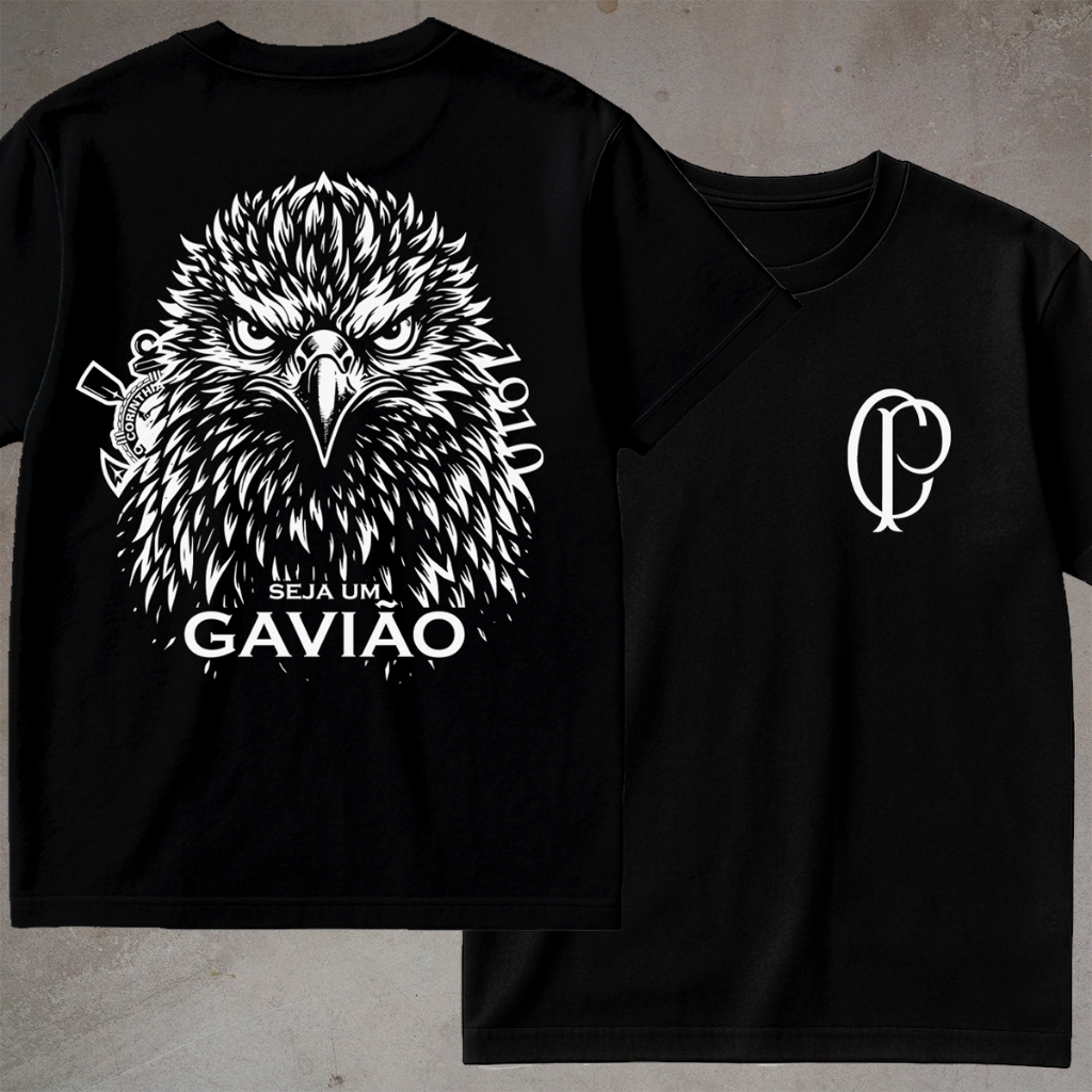 Camiseta Gavião Fiel Masculina Camisa Gaviões 100% Algodão Time Fiel Torcedor Timão CP Corinthians