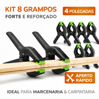 Kit 8 Grampos Sargento 4 Pol Aperto Rápido Pressão Reforçado Marceneiro Carpintaria Fixação Madeiras em Oferta na Shopee
