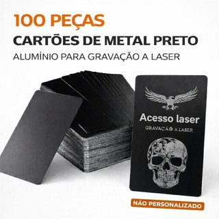 100 Cartões Metal Preto Alumínio Para Gravação Laser Placa Metálica Liso Anodizado Profissional 0.2m