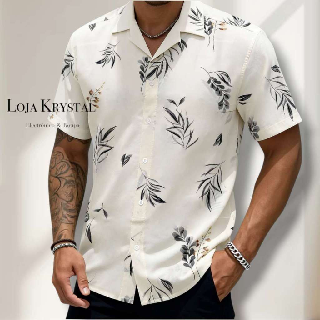 loja krystal Camisa Masculina Estampa Tropical | Caimento Perfeito e Estilo Premium em Oferta na Shopee