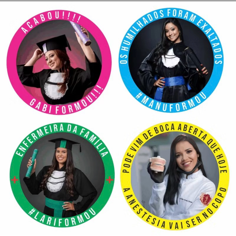 100 Adesivos Para Formatura Personalizado Com Até 4 Fotos Diferente