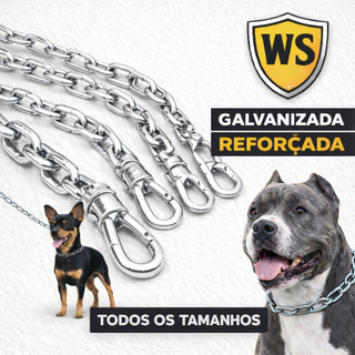Corrente Reforçada para Cachorro 1,5m em Aço | 5 Espessuras Fina a Grossa | Cães Pequenos…