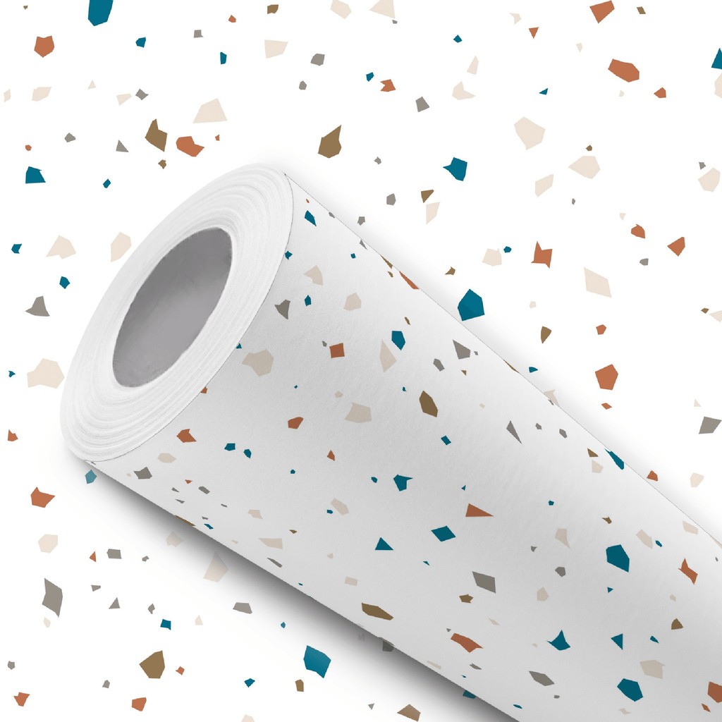 Papel de Parede Vinílico Branco Granilite Colorido Decoração Adesivo Resistente