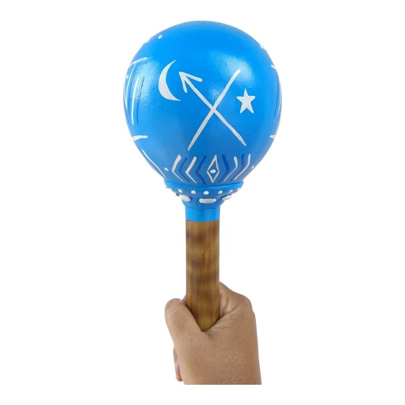 Maracá Chocalho Indígena Umbanda Caboclo Ponto Riscado Azul (PERSONALIZAMOS O PONTO RISCADO DO SEU CABOCLO)