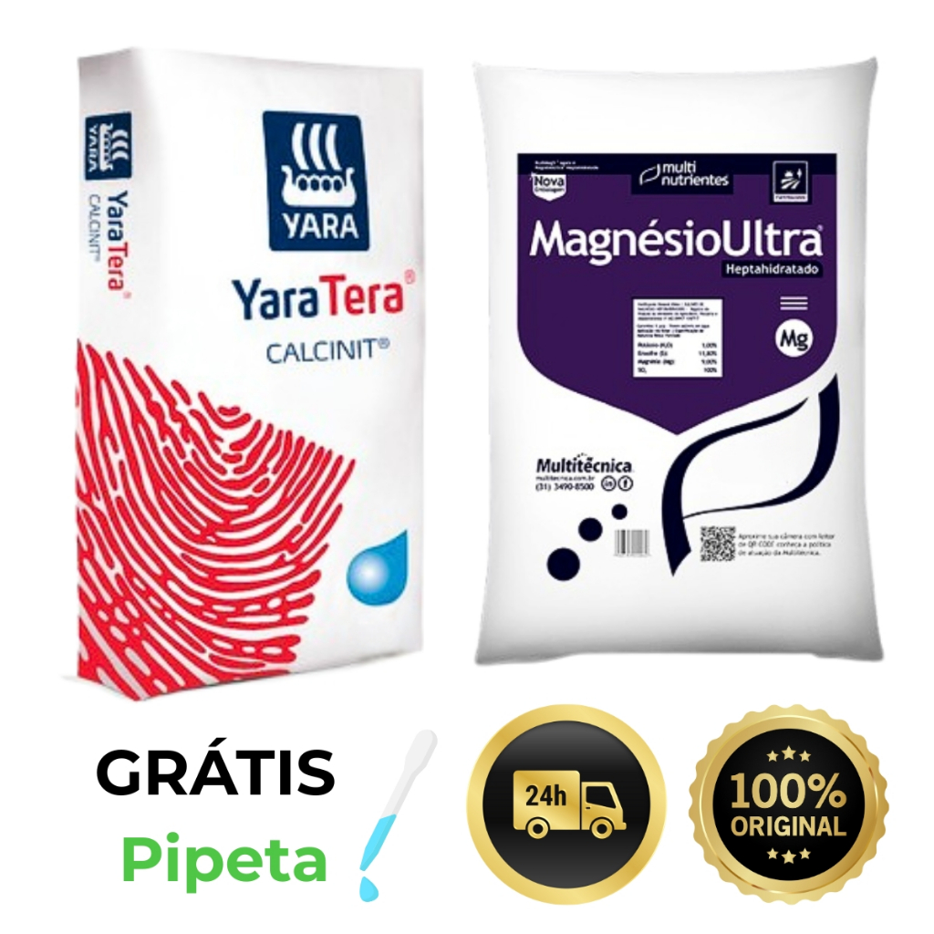 Kit Adubo Cultivo Nitrato De Cálcio E Sulfato De Magnésio 1kg