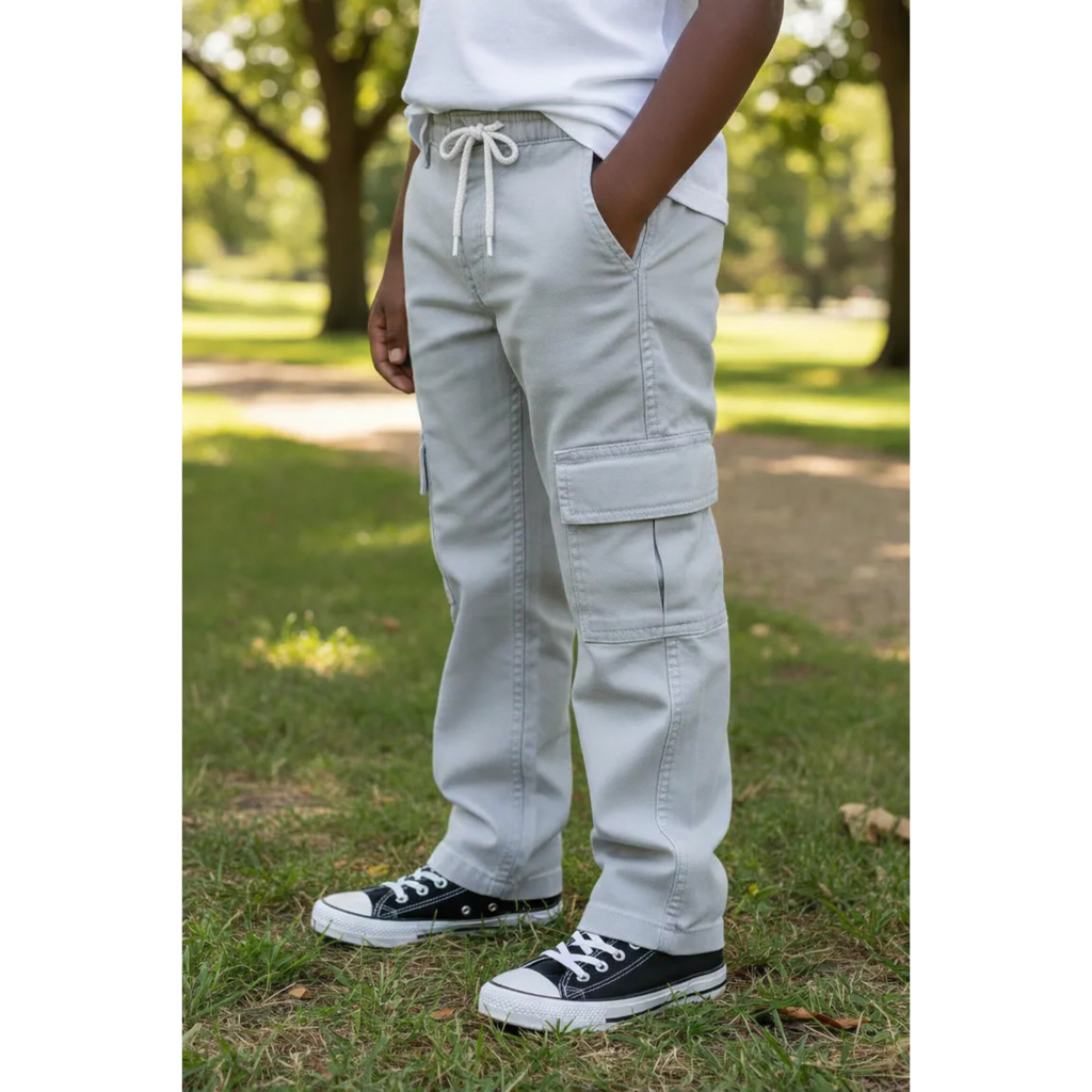 Calça Cargo Infantil Masculina Sarja Resistente 6 Bolsos Moda Casual Calça Cargo Infantil Masculina Sarja Resistente 6 Bolsos Moda Casual