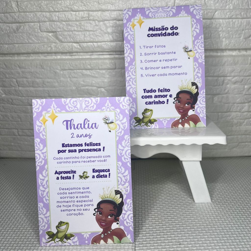Plaquinha de Mesa Personalizada A PRINCESA E O SAPO - PRINCESA TIANA | Lembrancinha / Decoração / Presente