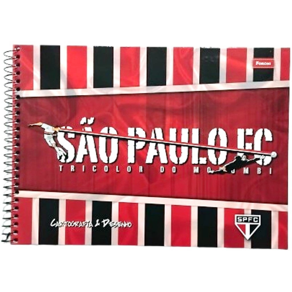 caderno de desenho cartografia capa dura Escolar 96 folhas 20 cm x 27,5 cm - São Paulo Futebol Clube