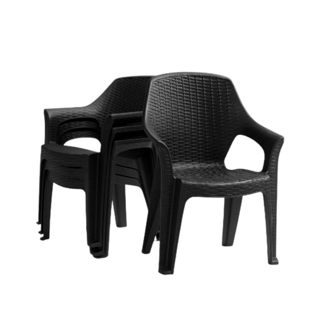 Poltrona Rattan Empilháveis com Braço – Poltrona Jardim Varanda Piscina Escritório Área Gourmet