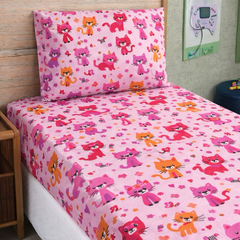 Jogo de Lençol Solteiro 02 Peças Estampas Para Criança Com Elástico