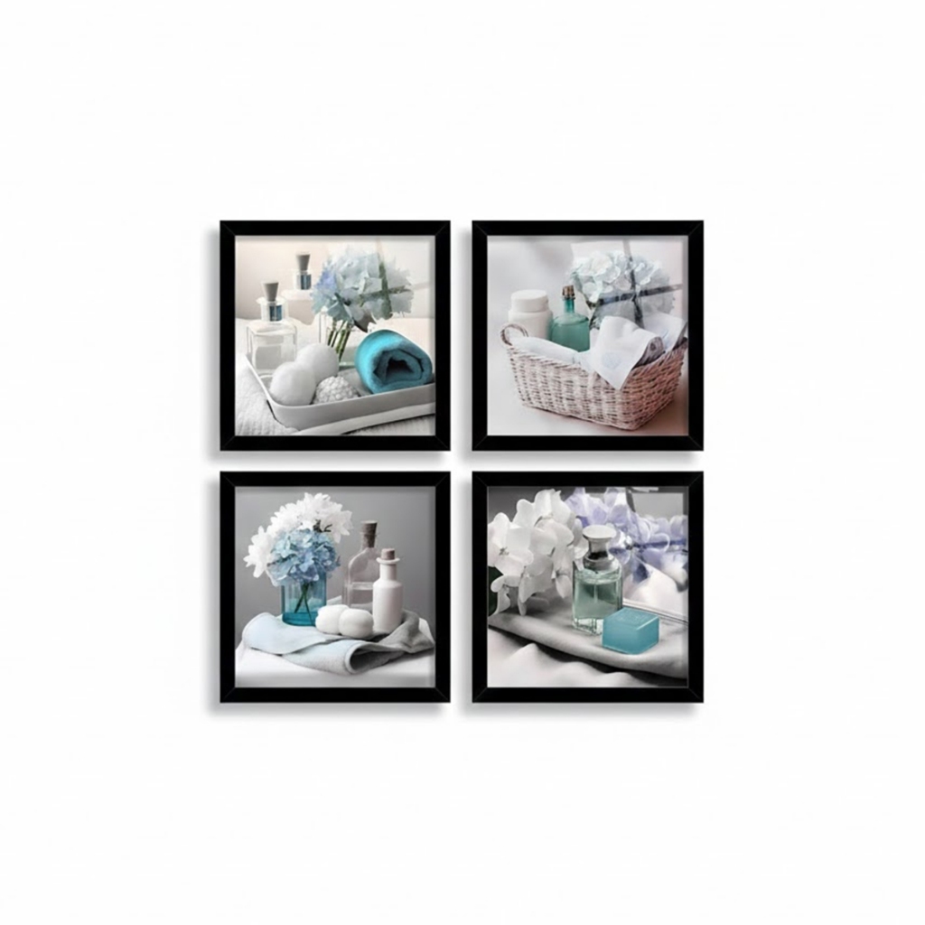 Kit 4 Quadros Decorativos Banheiro,toalete, Lavabo, Flores em Oferta na Shopee