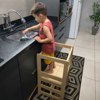 Torre Aprendizagem Montessoriana 4x1 Mesinha Cadeirão MDF Cru + Pinus em Oferta na Shopee
