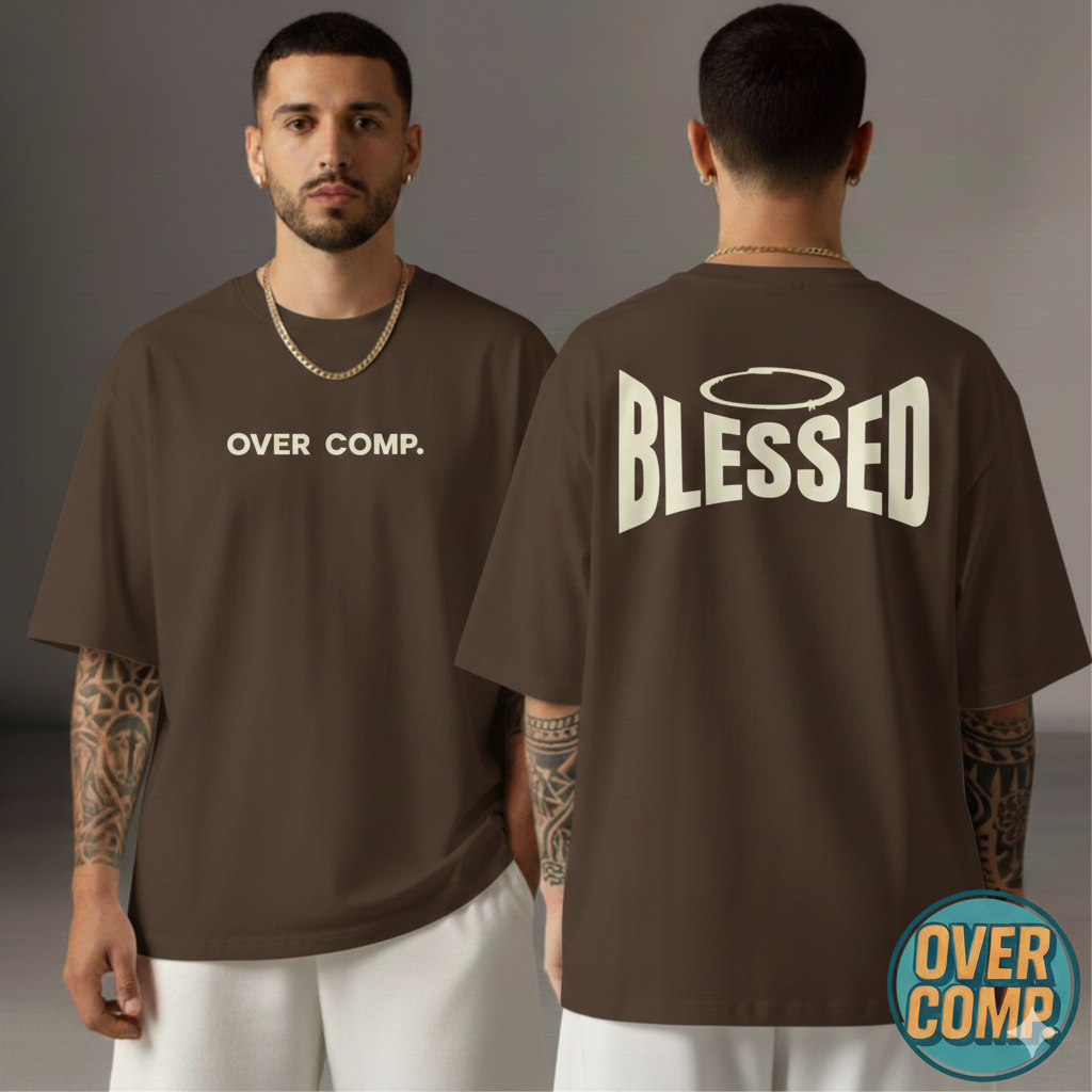 Camiseta Oversized Streetwear Blessed Cristã Camisa Unisex Estampada Algodão Premium FIO 30.1 ENVIO IMEDIATO!