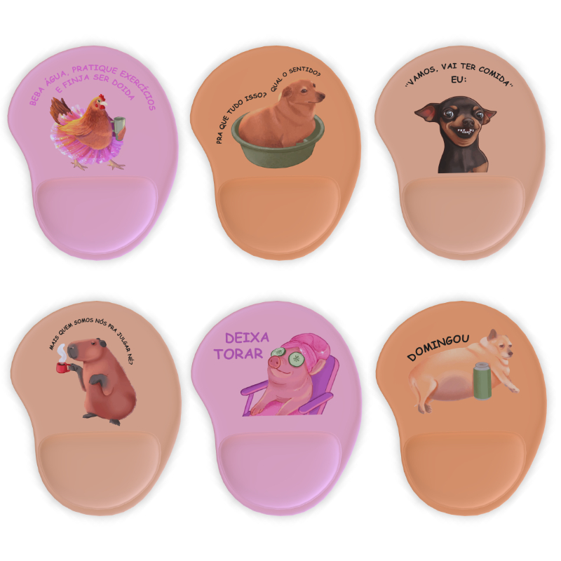 Mouse Pad Ergonômico com Apoio de Pulso – Antiderrapante, Confortável e Estampa de Memes Divertidos