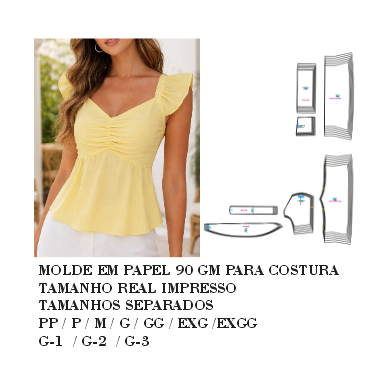 MOLDE ,MODELAGEM DE BLUSA BATA  FEMININA  IMPRESSA EM PAPEL 90 GM PARA COSTURA HSTZ-485