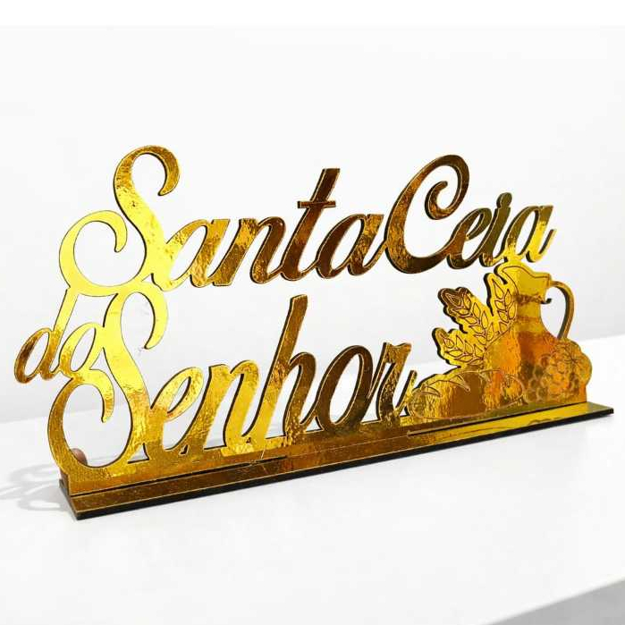 Placa Santa Ceia do Senhor em MDF, decoração para santa ceia, cru, dourada e prata