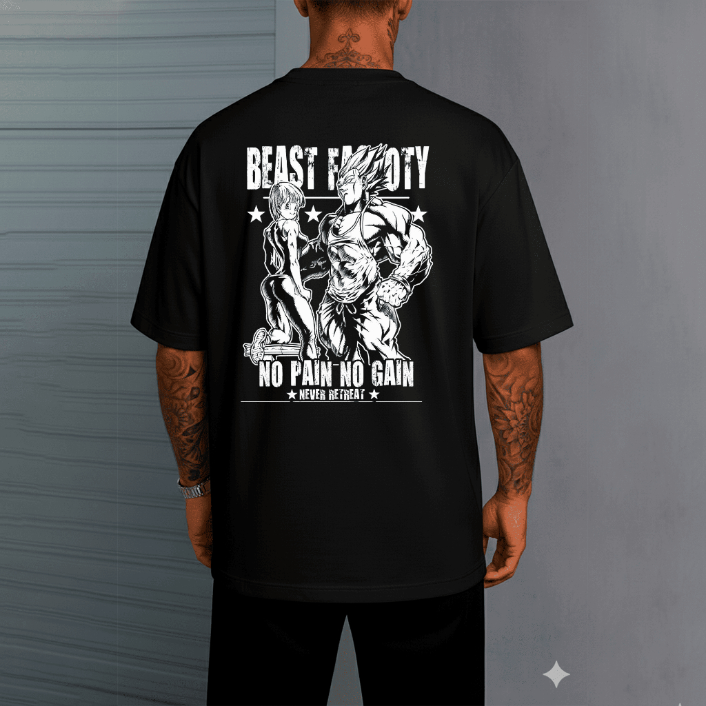 Camiseta Oversized Academia Frase No Pain No Gain Estampa Anime Normalize 351